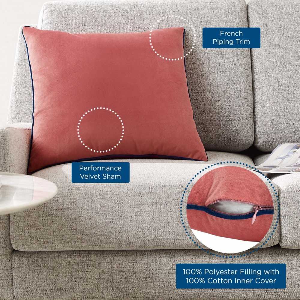 Accentuate 18" Performance Velvet Throw Pillow, Blossom Navy