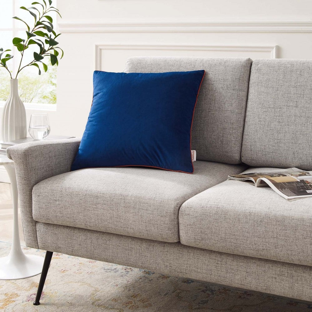 Accentuate 20" Performance Velvet Throw Pillow, Navy Blossom