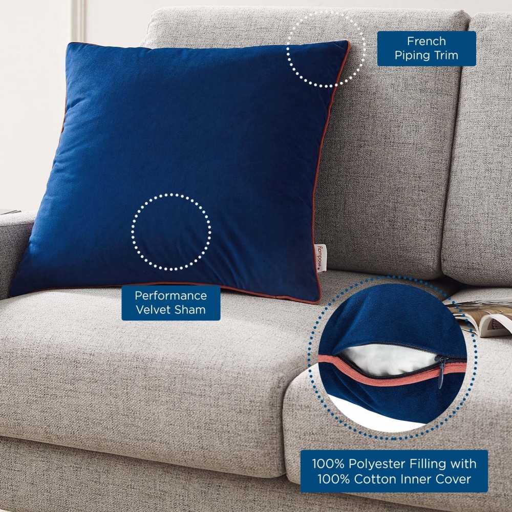 Accentuate 20" Performance Velvet Throw Pillow, Navy Blossom