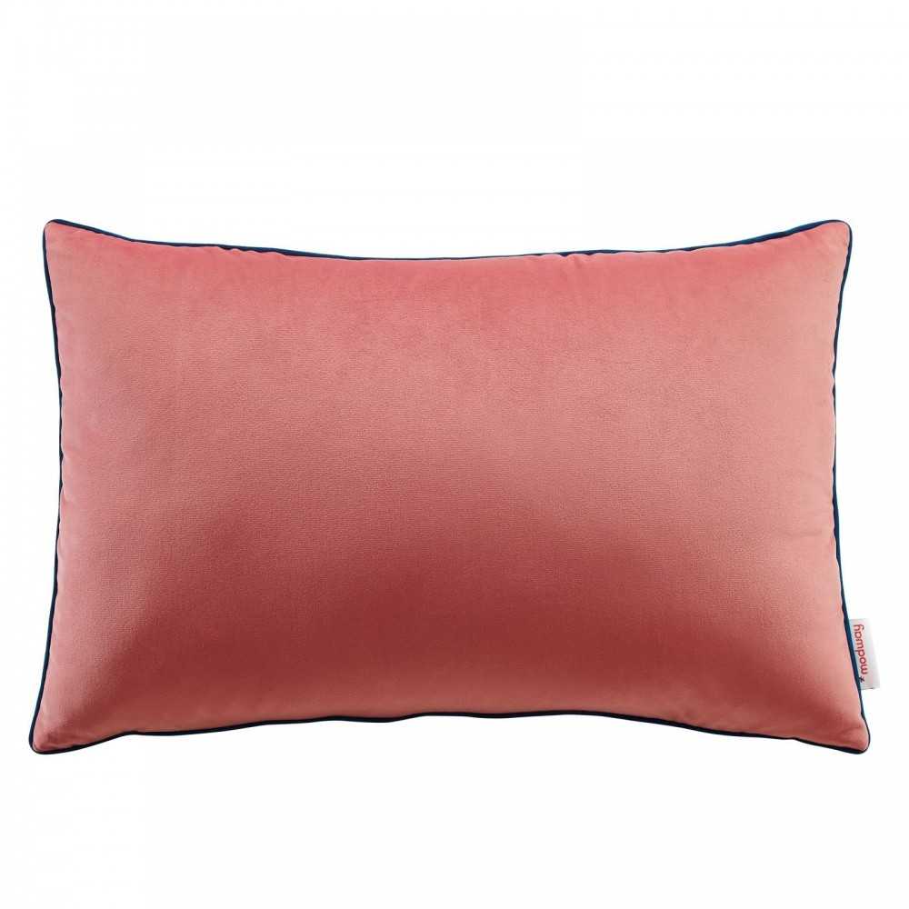 Accentuate 24" Lumbar Performance Velvet Throw Pillow, Blossom Navy