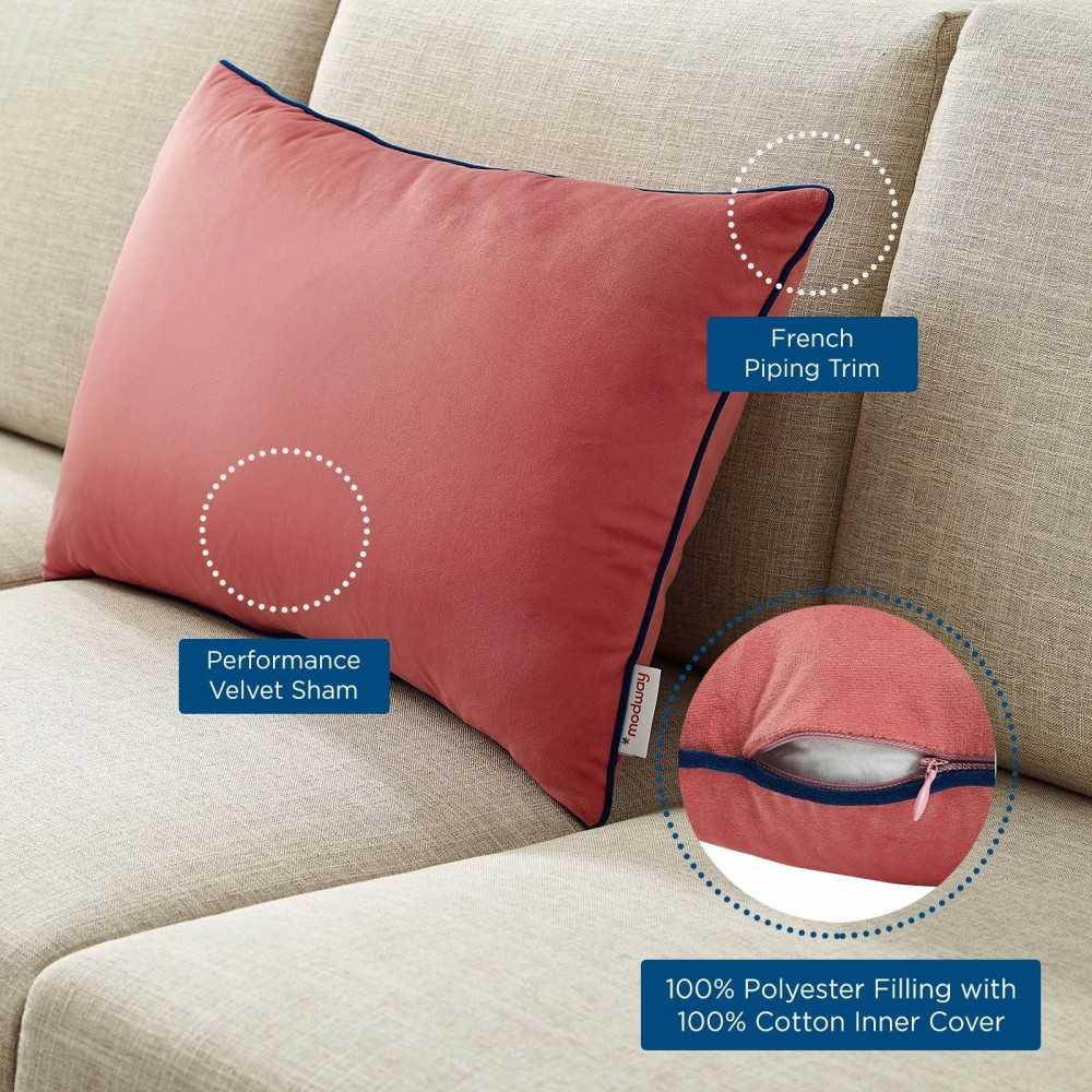 Accentuate 24" Lumbar Performance Velvet Throw Pillow, Blossom Navy