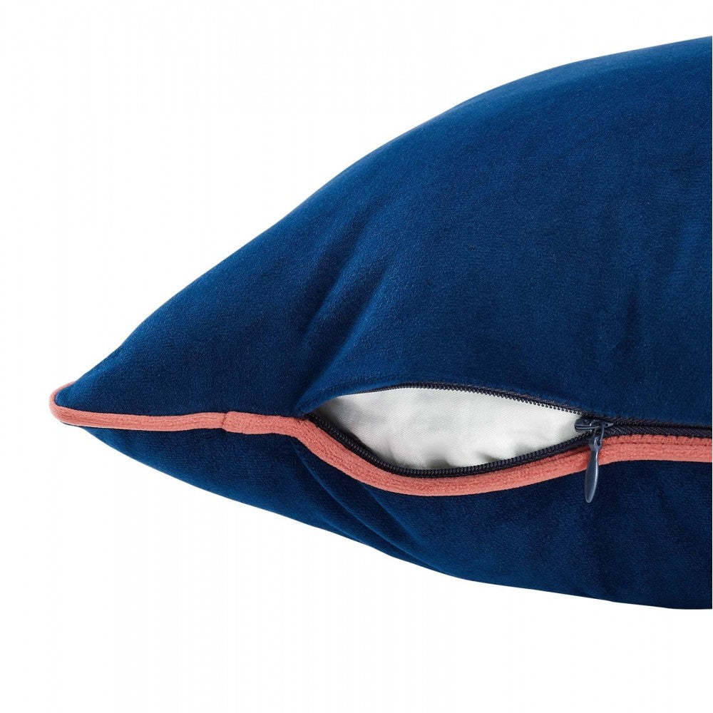 Accentuate 24" Performance Velvet Throw Pillow, Navy Blossom