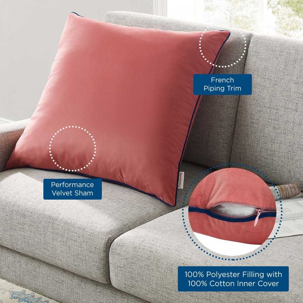 Accentuate 24" Performance Velvet Throw Pillow, Blossom Navy