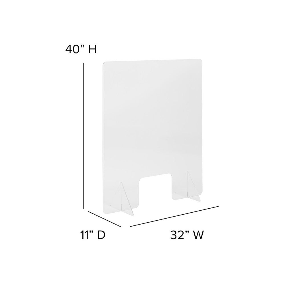 Acrylic Free-Standing Register Shield / Sneeze Guard, 32"H x 40"L