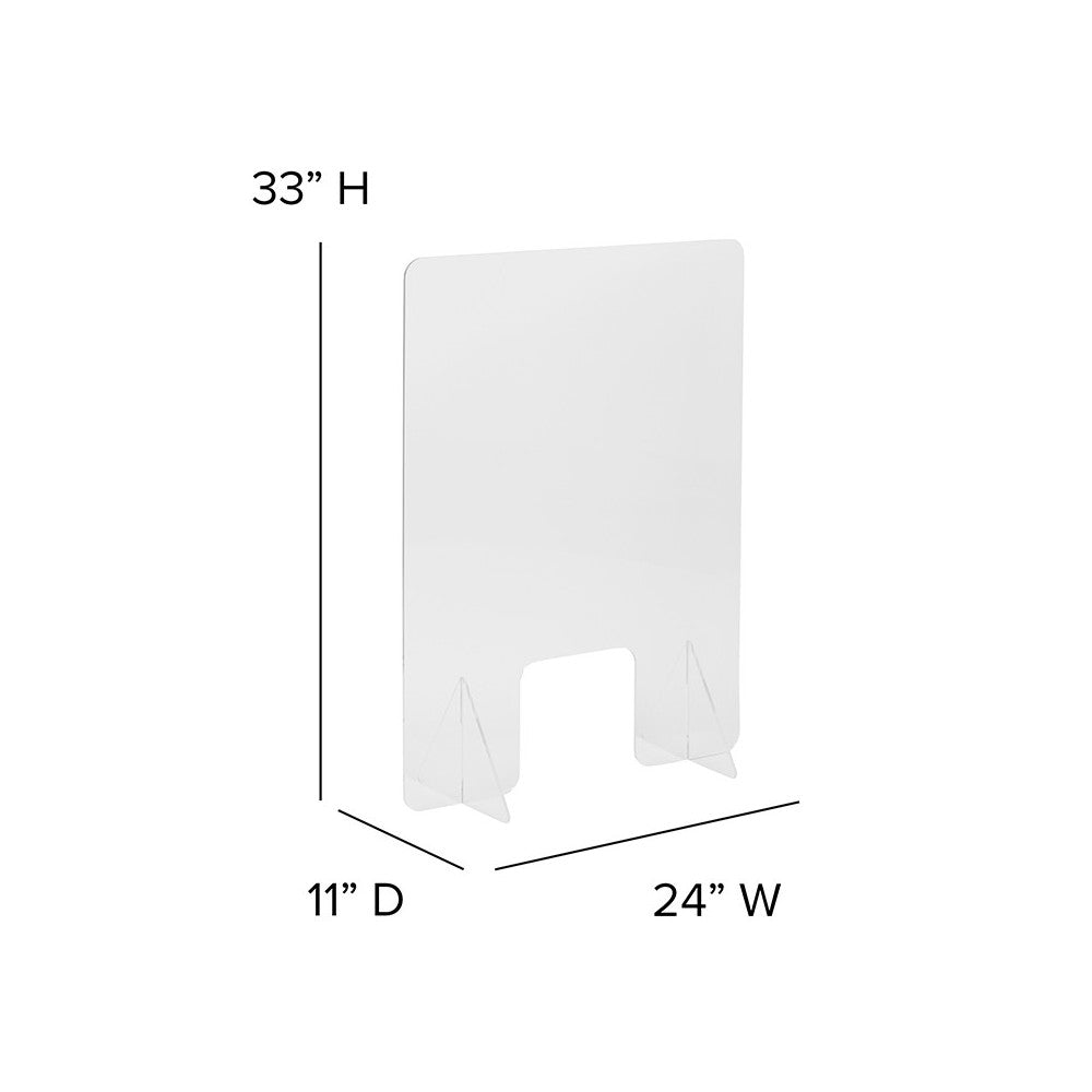 Acrylic Free-Standing Register Shield / Sneeze Guard, 33"H x 24"L