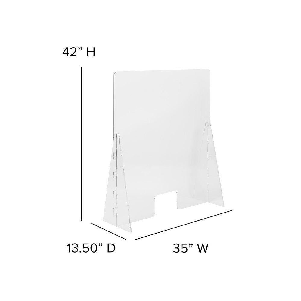 Acrylic Free-Standing Register Shield / Sneeze Guard, 35"H x 42"L