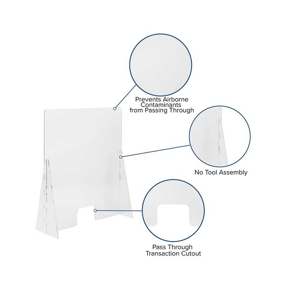 Acrylic Free-Standing Register Shield / Sneeze Guard, 35"H x 42"L