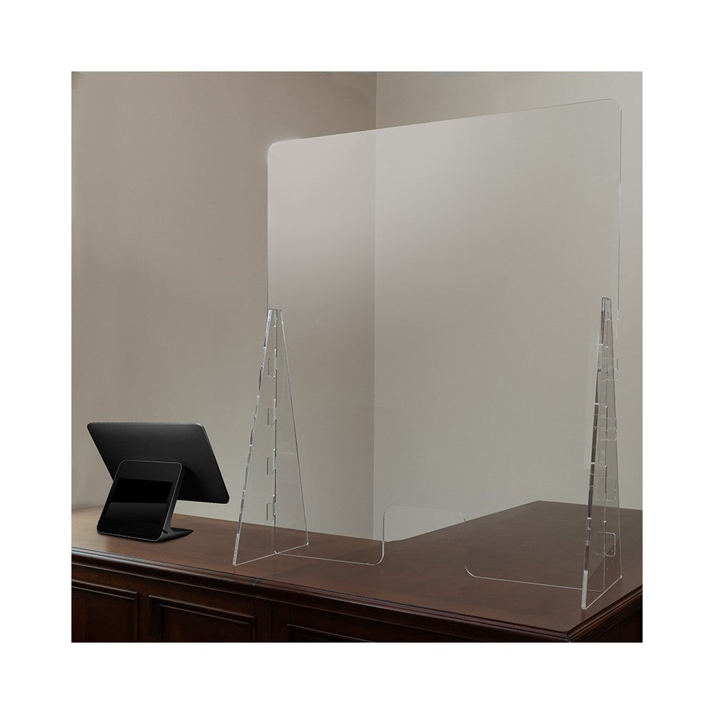 Acrylic Free-Standing Register Shield / Sneeze Guard, 35"H x 42"L