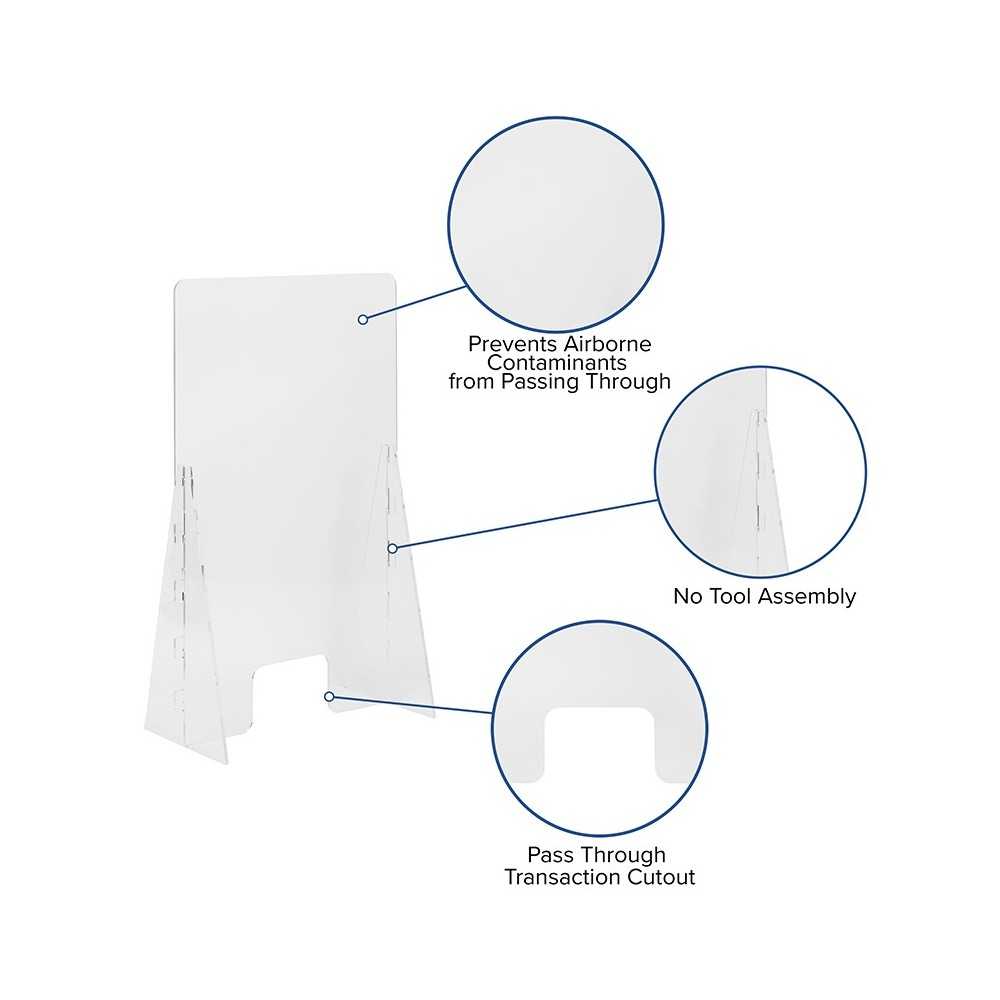 Acrylic Free-Standing Register Shield / Sneeze Guard, 42"H x 24"L