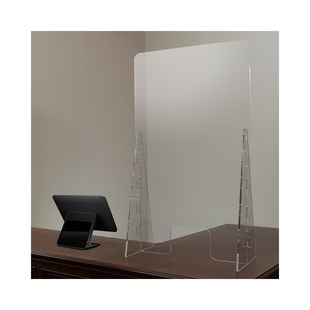 Acrylic Free-Standing Register Shield / Sneeze Guard, 42"H x 24"L