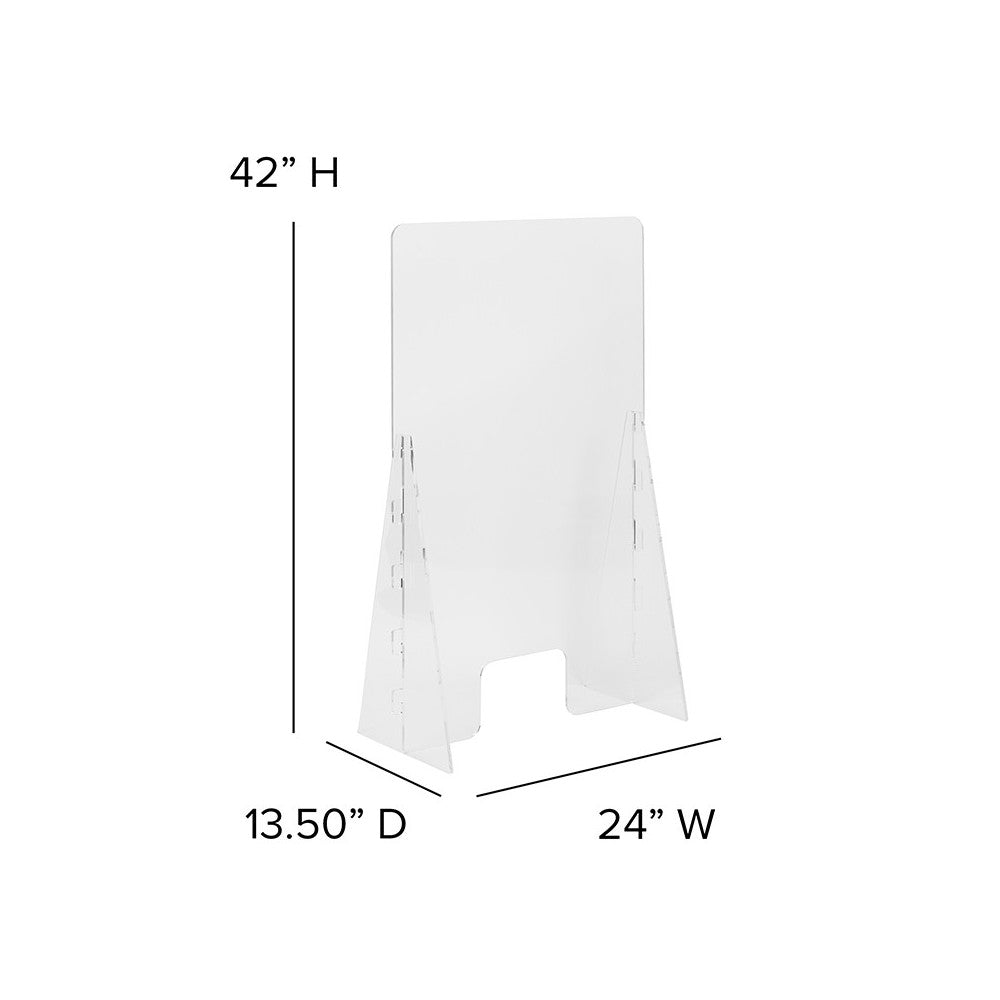 Acrylic Free-Standing Register Shield / Sneeze Guard, 42"H x 24"L