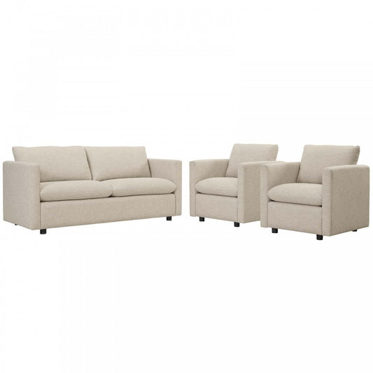 Activate 3 Piece Upholstered Fabric Set, Beige