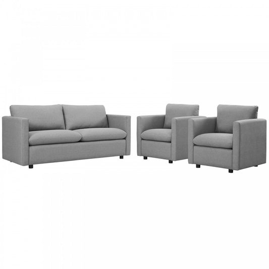 Activate 3 Piece Upholstered Fabric Set, Light Gray