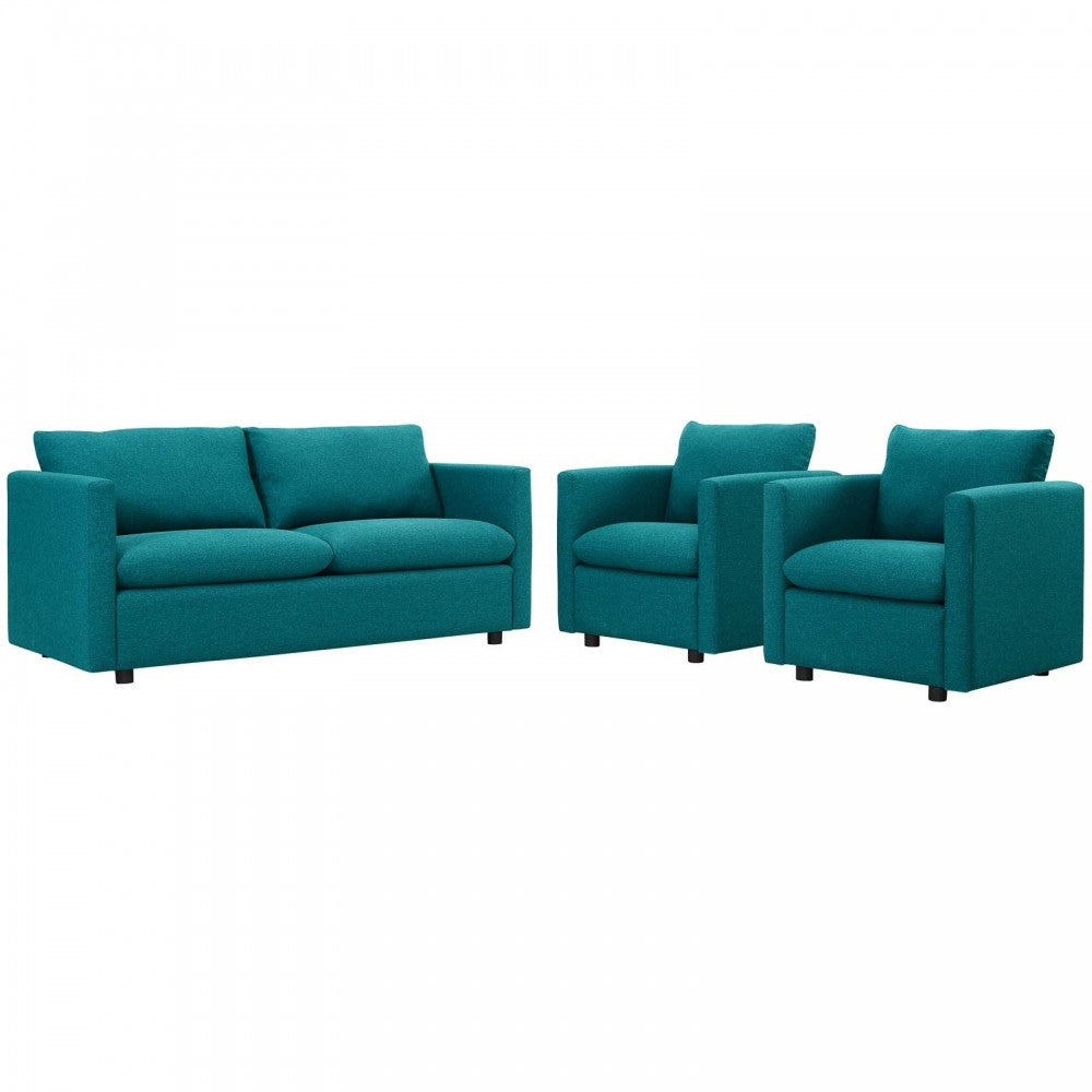 Activate 3 Piece Upholstered Fabric Set, Teal