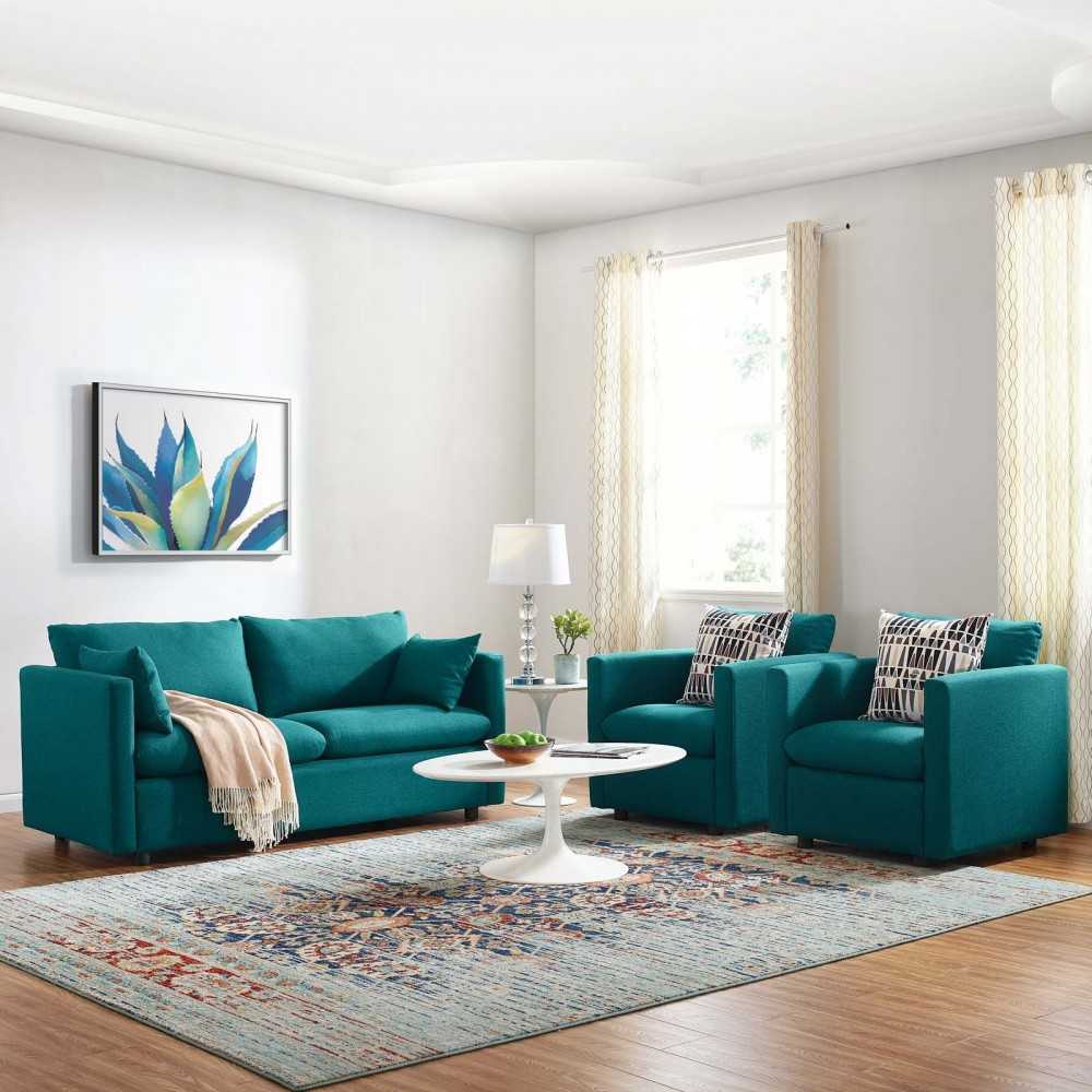 Activate 3 Piece Upholstered Fabric Set, Teal