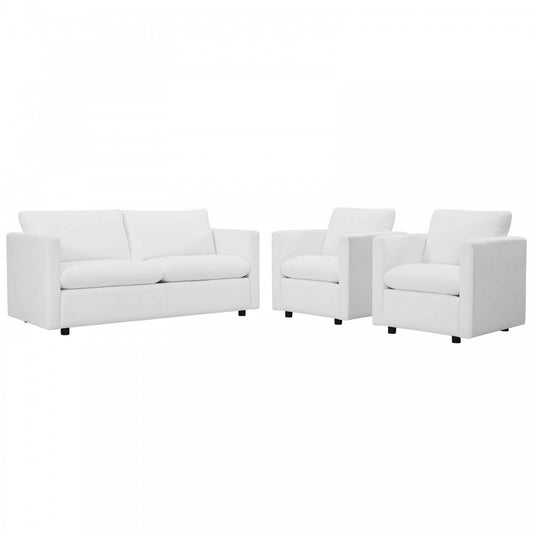 Activate 3 Piece Upholstered Fabric Set, White