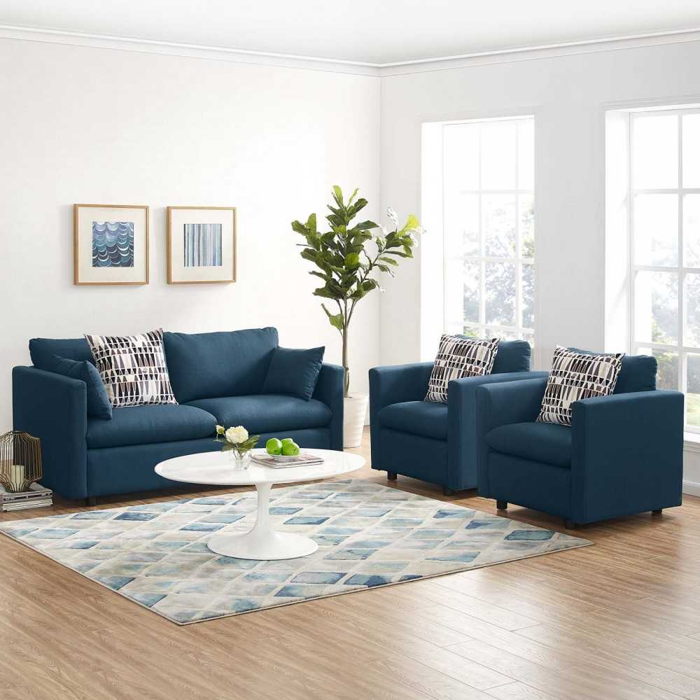 Activate 3 Piece Upholstered Fabric Set, Azure