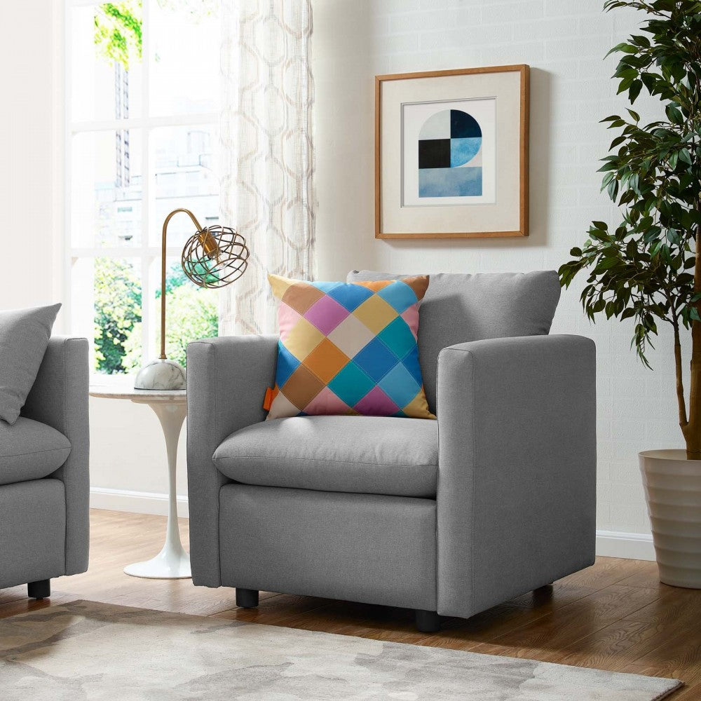 Activate Upholstered Fabric Armchair, Light Gray
