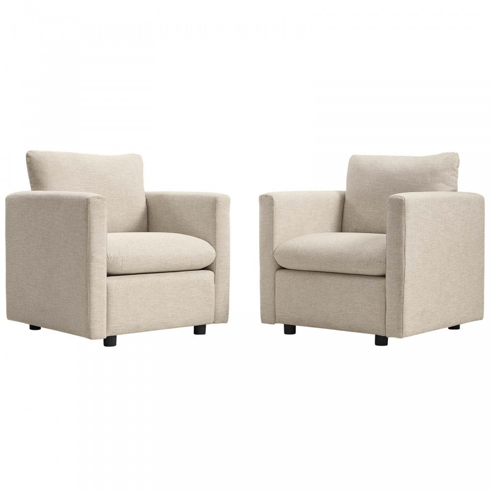 Activate Upholstered Fabric Armchair Set of 2, Beige