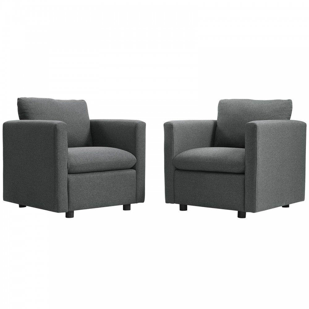 Activate Upholstered Fabric Armchair Set of 2, Gray