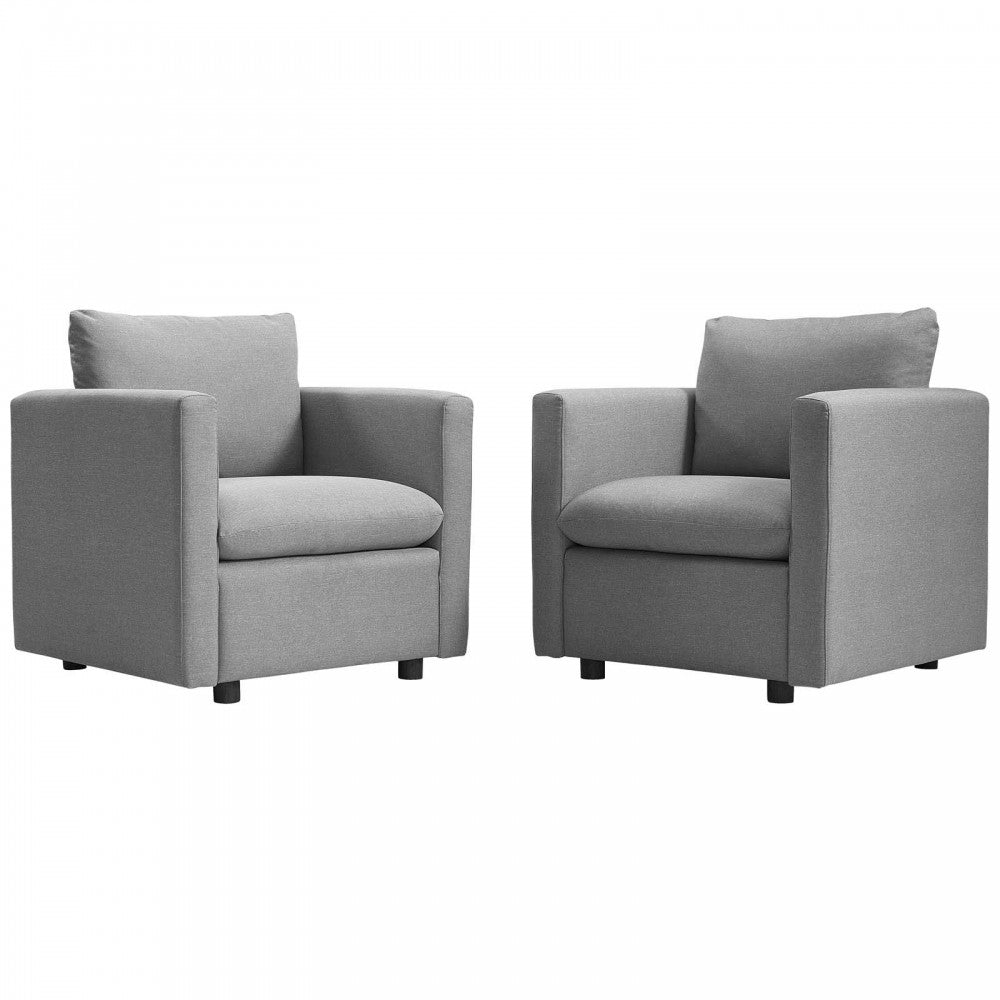 Activate Upholstered Fabric Armchair Set of 2, Light Gray