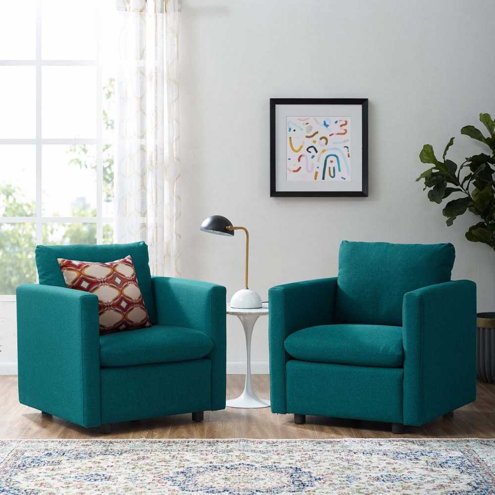 Activate Upholstered Fabric Armchair Set of 2, Teal