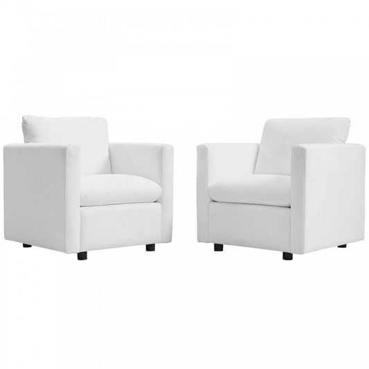 Activate Upholstered Fabric Armchair Set of 2, White