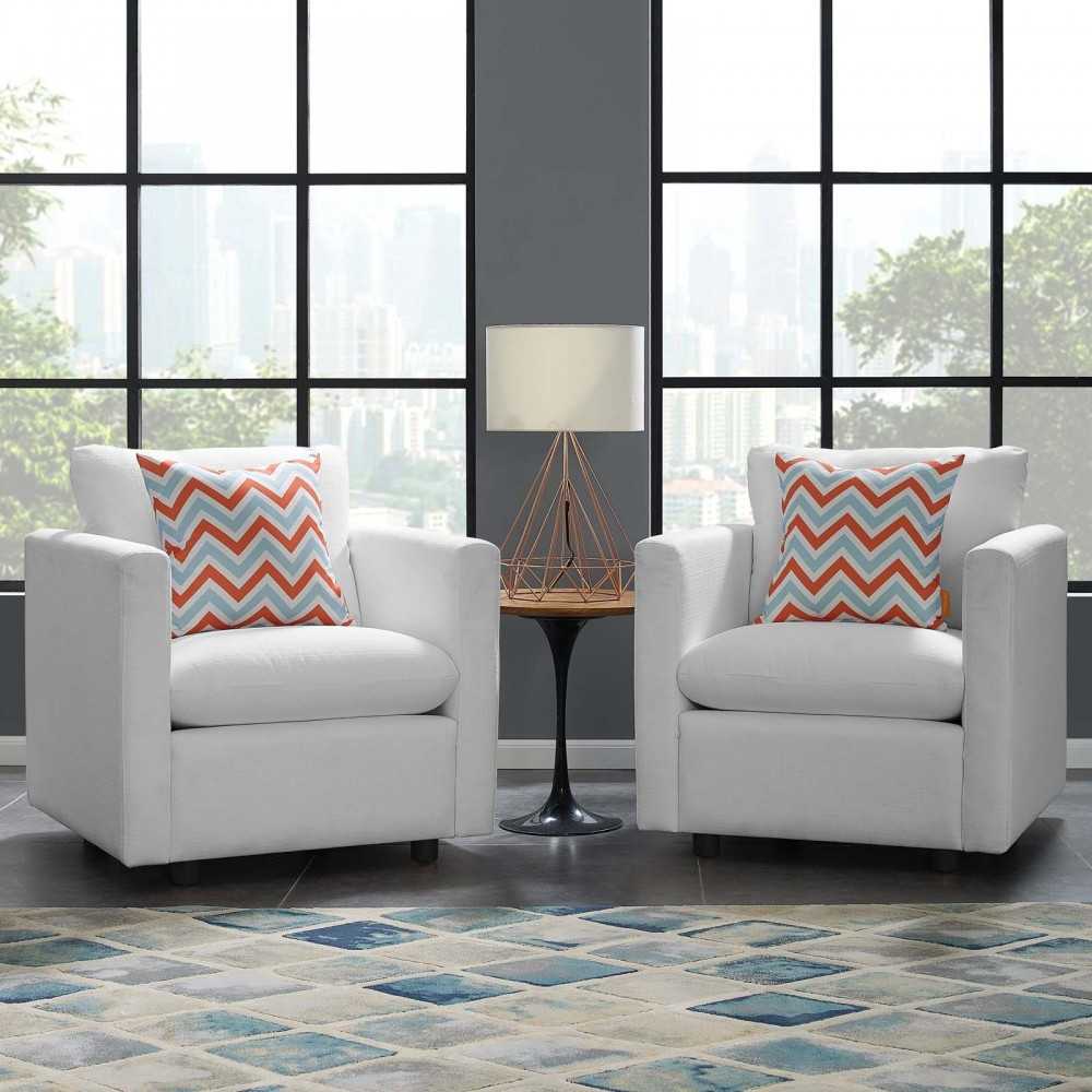 Activate Upholstered Fabric Armchair Set of 2, White