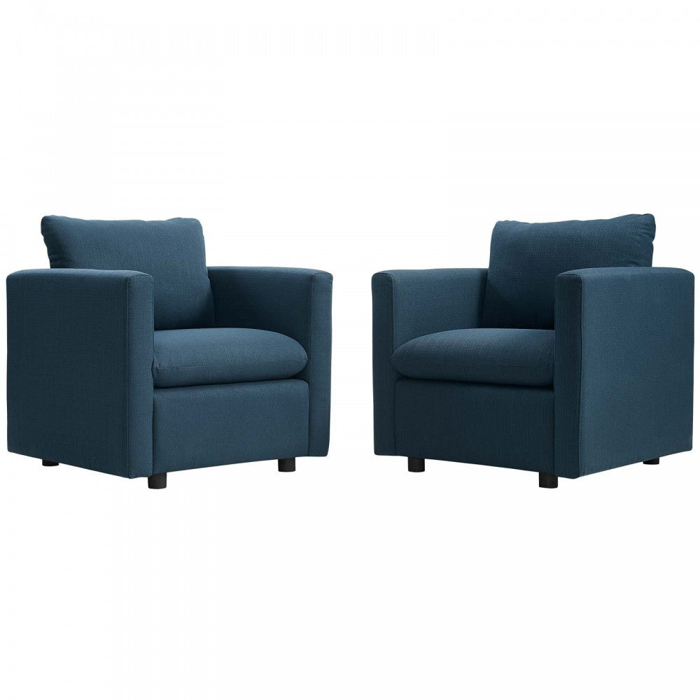 Activate Upholstered Fabric Armchair Set of 2, Azure