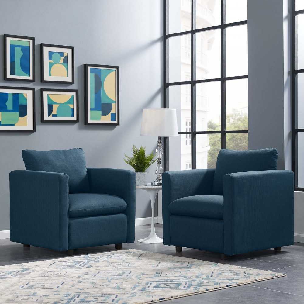 Activate Upholstered Fabric Armchair Set of 2, Azure