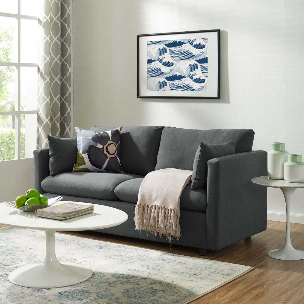 Activate Upholstered Fabric Sofa, Gray