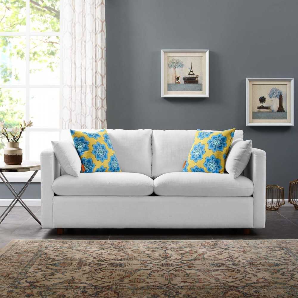 Activate Upholstered Fabric Sofa, White