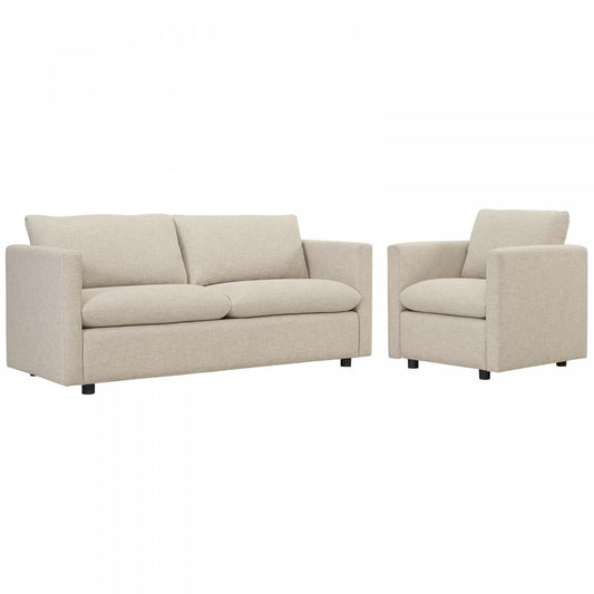 Activate Upholstered Fabric Sofa and Armchair Set, Beige