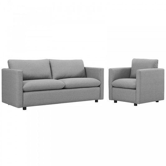 Activate Upholstered Fabric Sofa and Armchair Set, Light Gray