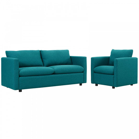 Activate Upholstered Fabric Sofa and Armchair Set, Teal