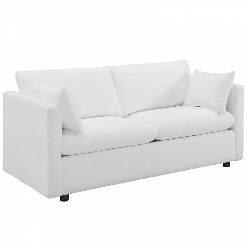 Activate Upholstered Fabric Sofa and Armchair Set, White