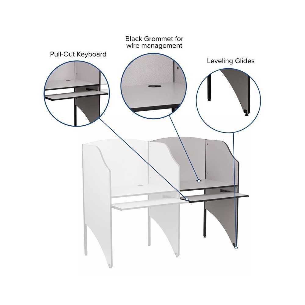 Add-On Study Carrel in Nebula Gray Finish