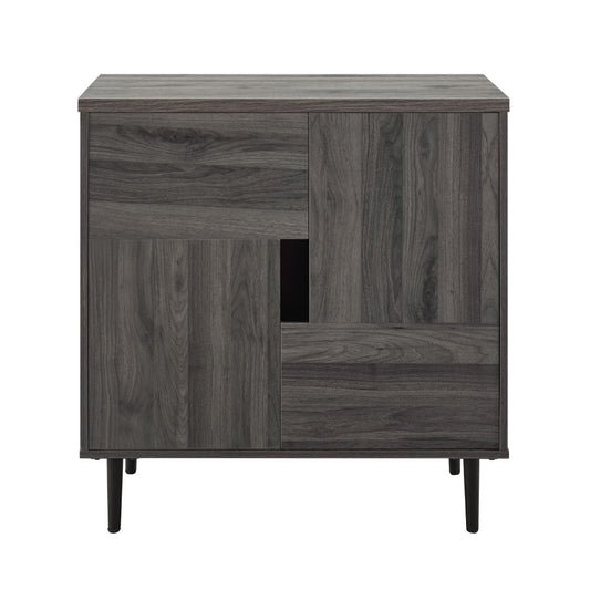 Addison 30" Modern Color Pop Accent Cabinet - Slate Gray/Red Interior