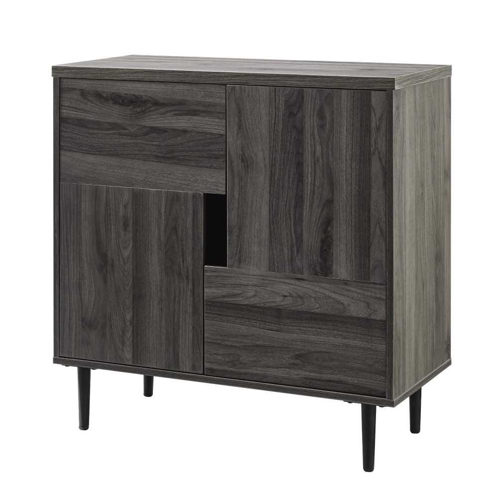 Addison 30" Modern Color Pop Accent Cabinet - Slate Gray/Red Interior