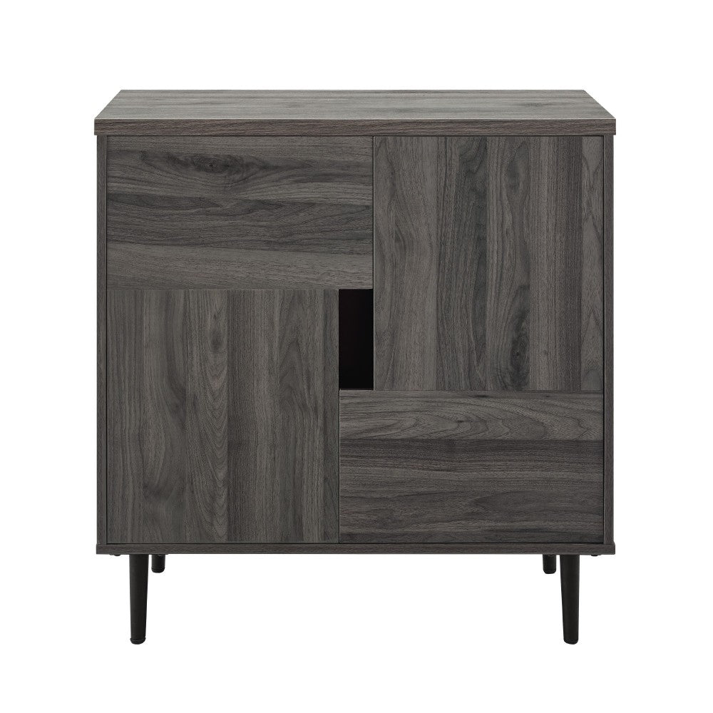 Addison 30" Modern Color Pop Accent Cabinet - Slate Gray/Red Interior