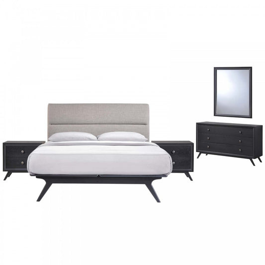 Addison 5 Piece Queen Bedroom Set, Black Gray