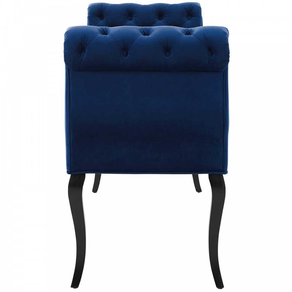 Adelia Chesterfield Style Button Tufted Performance Velvet Bench, Navy