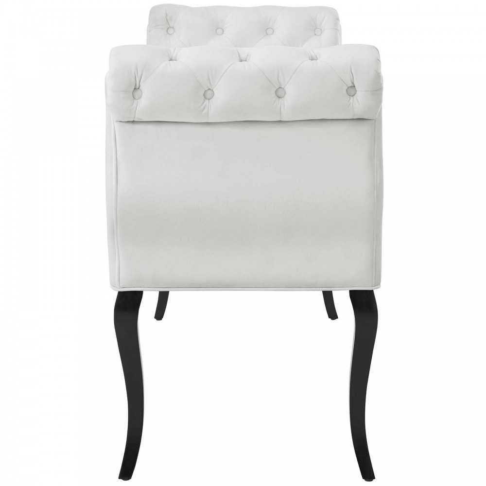 Adelia Chesterfield Style Button Tufted Performance Velvet Bench, White