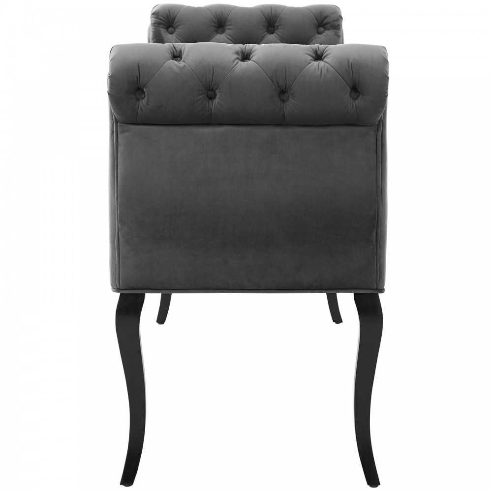 Adelia Chesterfield Style Button Tufted Performance Velvet Bench, Gray