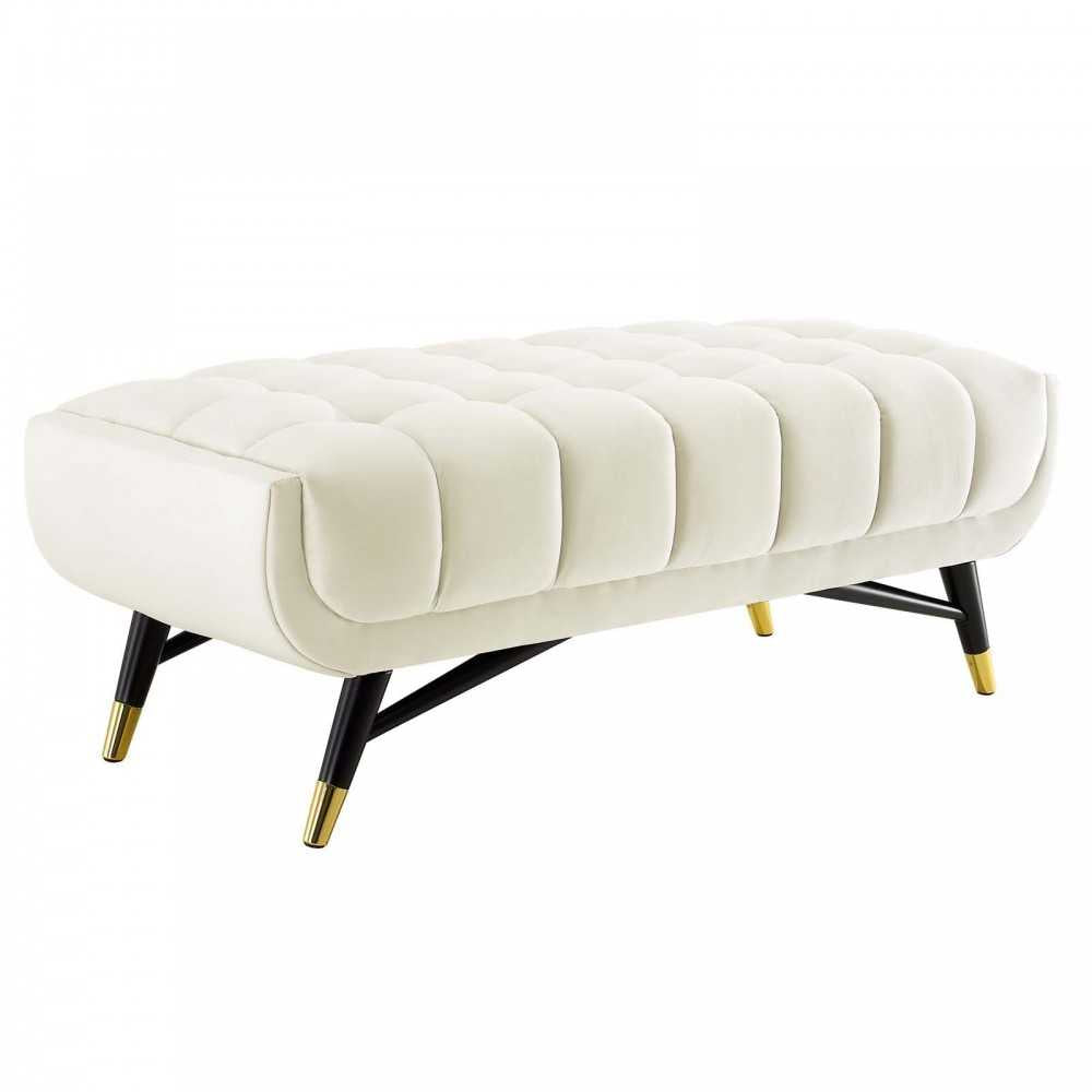 Adept 47.5" Performance Velvet Bench, Ivory