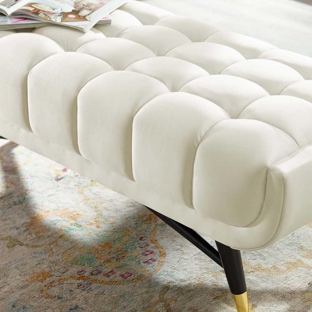 Adept 47.5" Performance Velvet Bench, Ivory