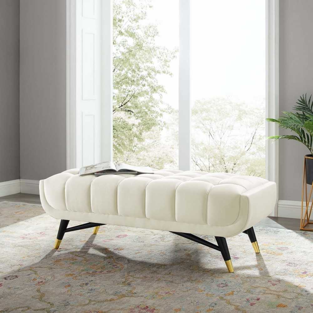 Adept 47.5" Performance Velvet Bench, Ivory