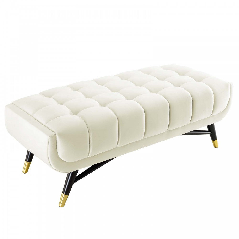 Adept 47.5" Performance Velvet Bench, Ivory