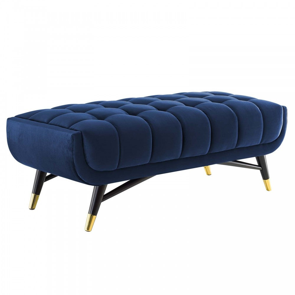 Adept 47.5" Performance Velvet Bench, Midnight Blue