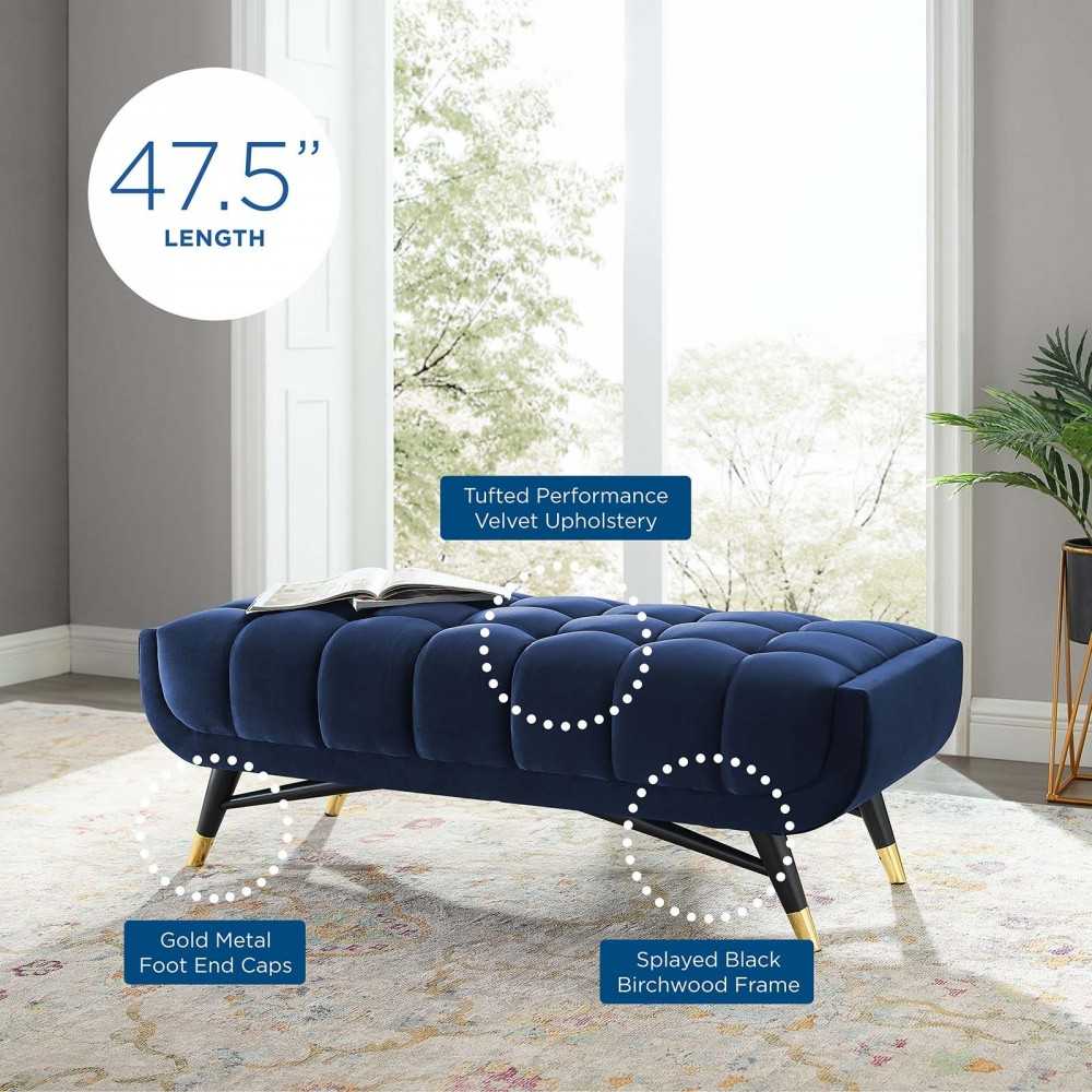 Adept 47.5" Performance Velvet Bench, Midnight Blue